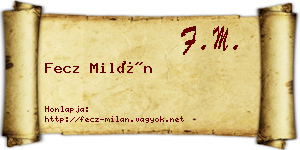 Fecz Milán névjegykártya